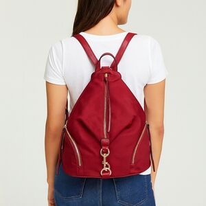 Women's Burgundy Backpack with Gold Hardware